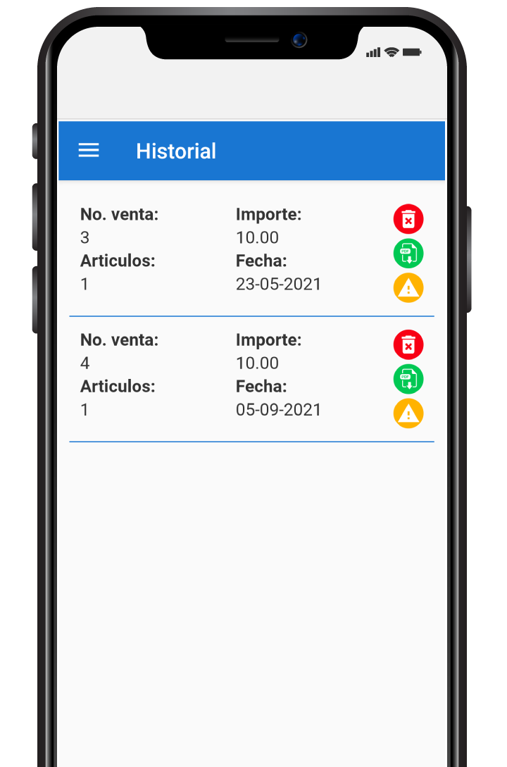Historial de notas de remisión