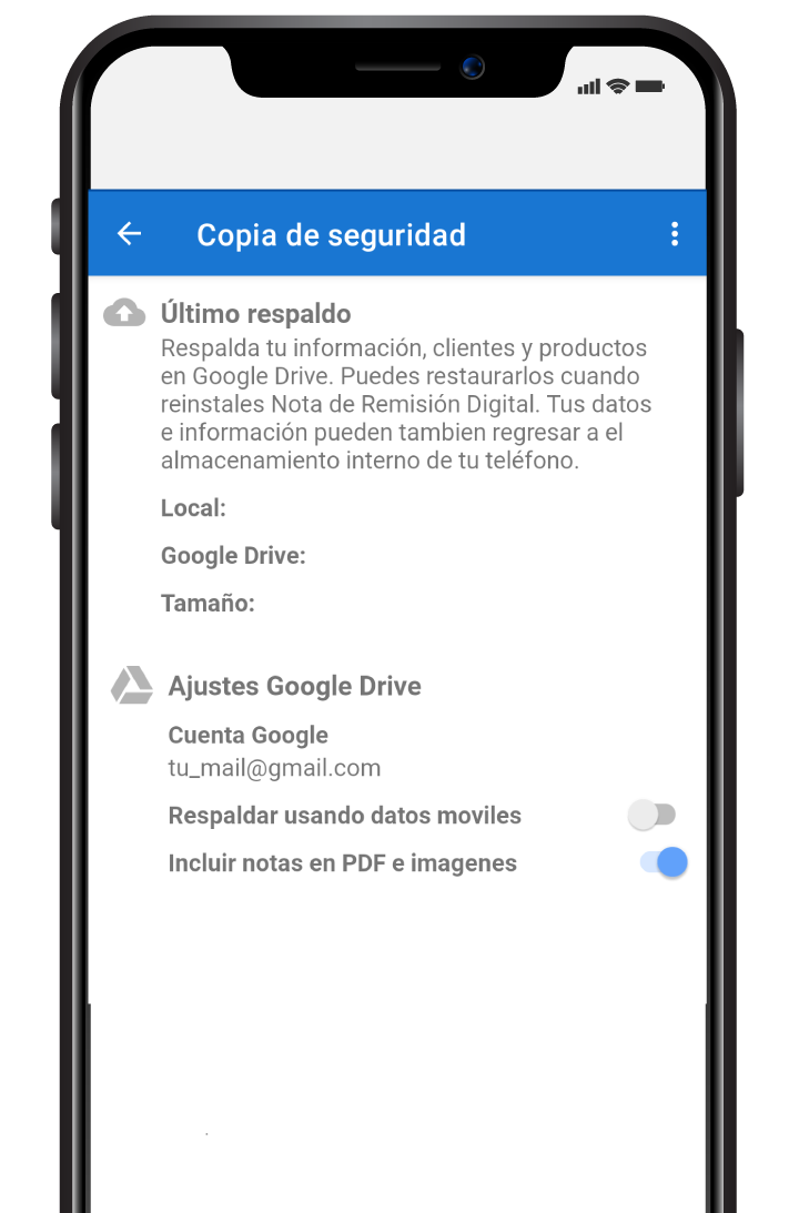 Copia de seguridad en Google Drive